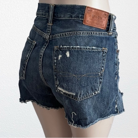 Polo by Ralph Lauren Dungarees Crosby Cutoff Destroyed Denim SZ 28 Med Wash - Picture 10 of 14